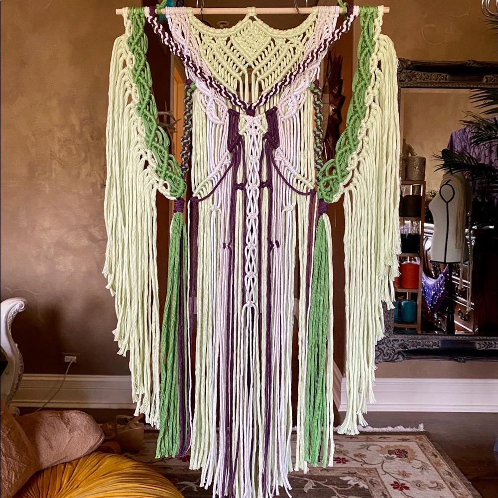 Handmade Macrame Wall Hanging Backdrop Crochet Art